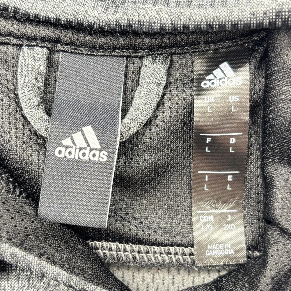 Adidas ClimaWarm Mens Large Gray Graphic Hoodie Pullover FS0022 Heathered Logo